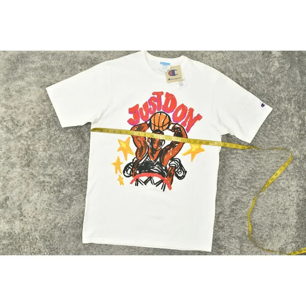 NEW Champion Just Don Basketball Collabor+Aid Men's White 100% Cotton T-Shirt L - Picture 8 of 8